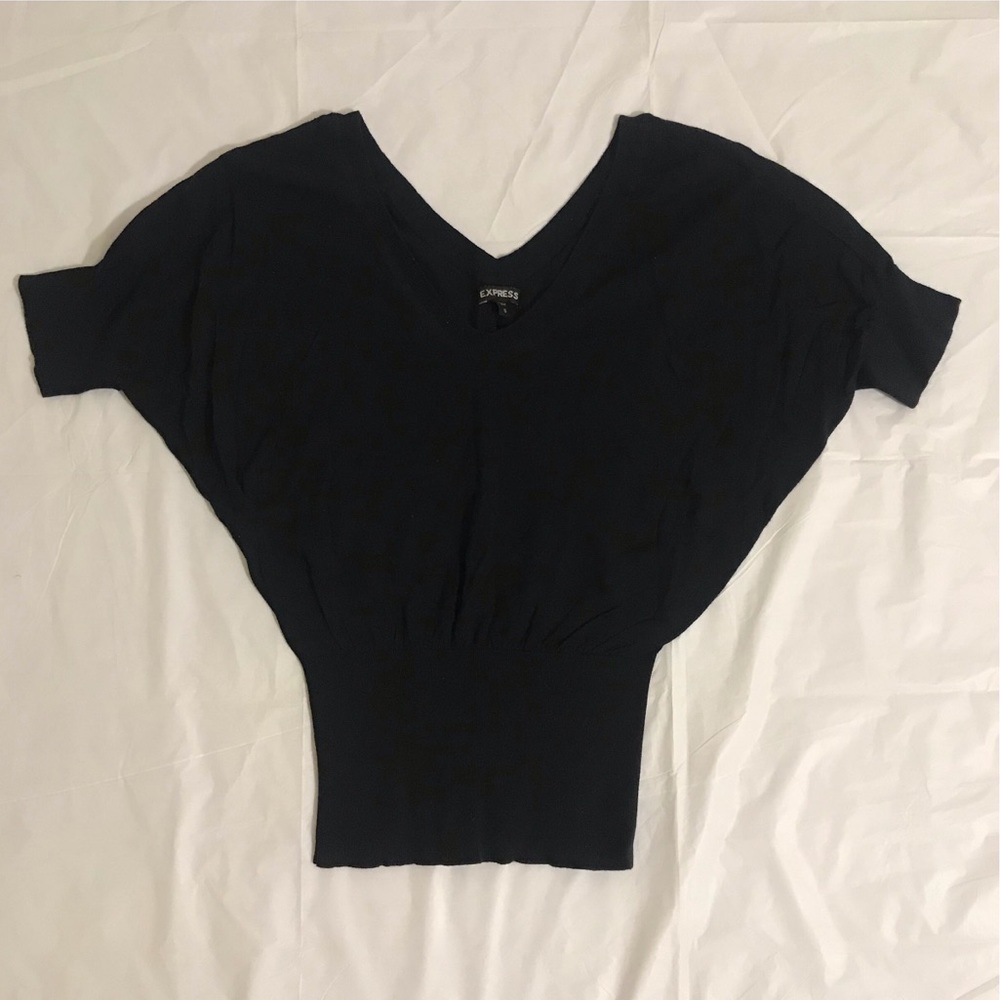 Black Express V-Neck short sleeve sweater Sz Sm